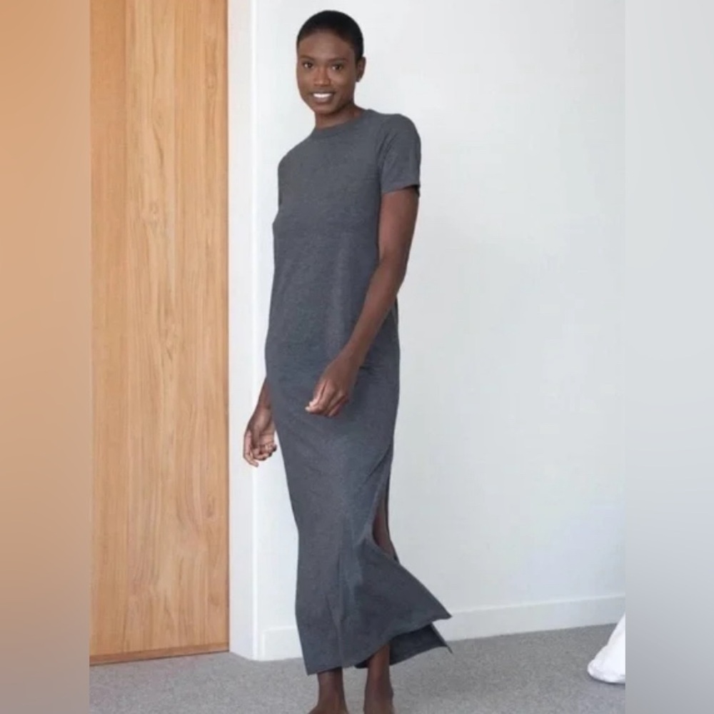 LUNYA Restore Organic Pima Cotton Maxi Dress Medium in Grey